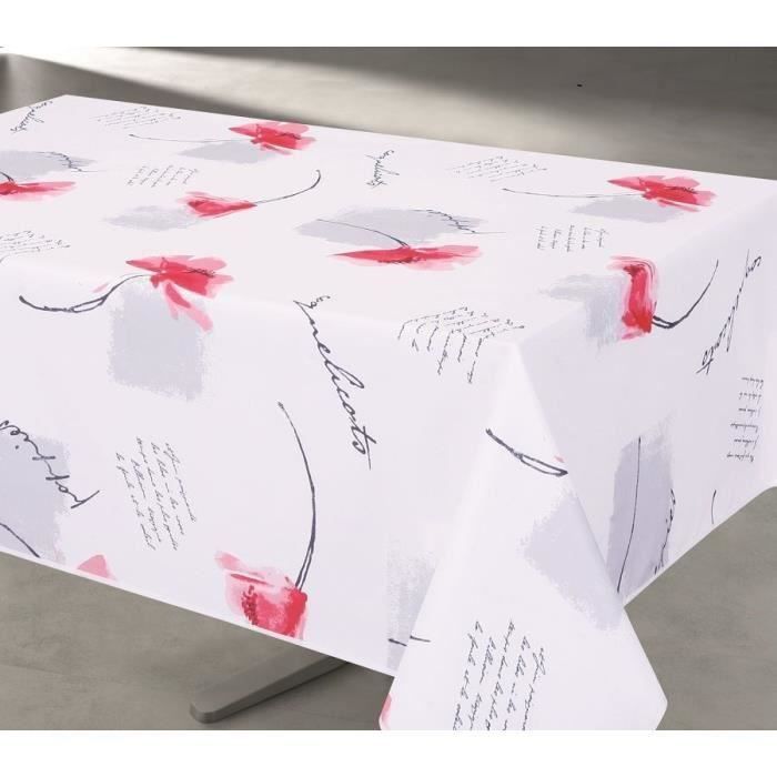Nappe Anti-Tache Rectang. POPPIES BLANC 140x240cm pour 12€