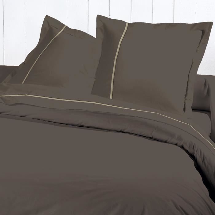 DAVID OLIVIER Drap Housse 140x190 Percale CHOCO pour 15€