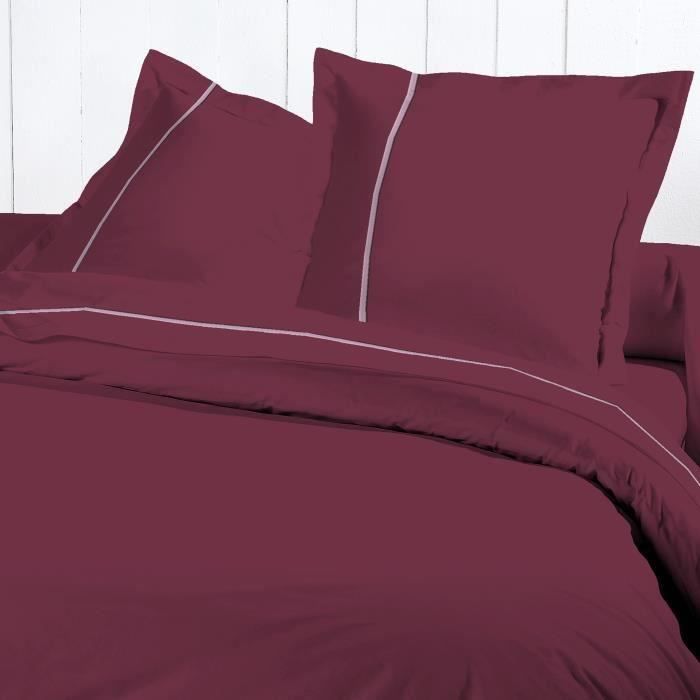 DAVID OLIVIER Drap Plat 240x300 Percale PRUNE pour 22€