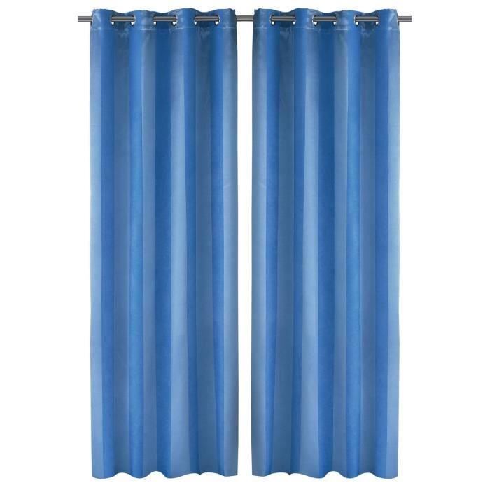 Paire de Rideaux Occultants RAYES BLEU 140x260cm pour 33€