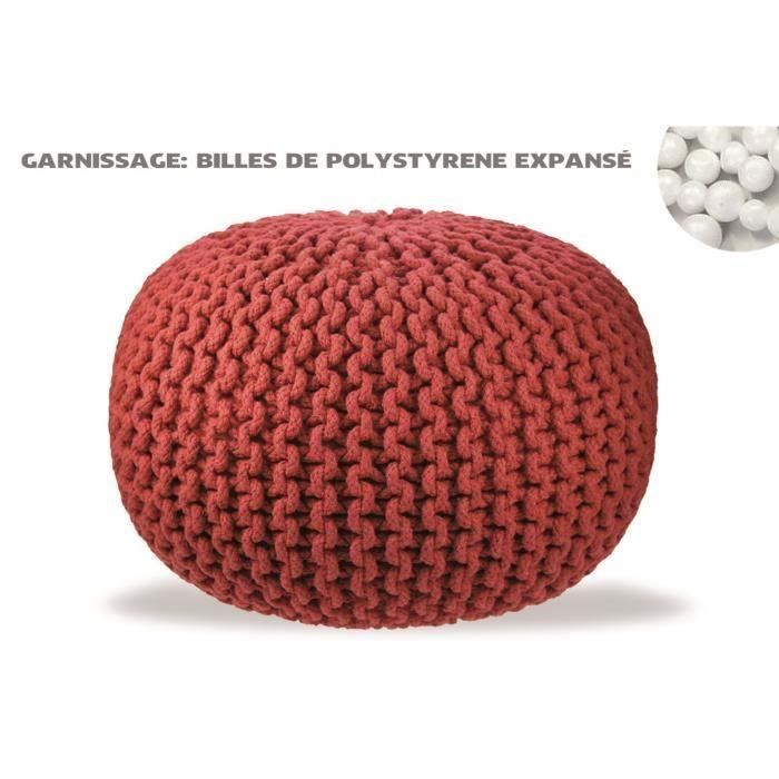 Pouf maille tricotée - Diam 50 cm - 100% Coton pour 34€