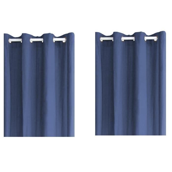 paire de rideaux PANAMA 100% coton bleu pour 20€