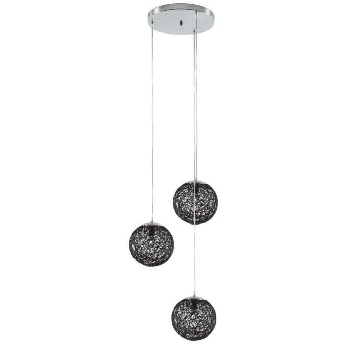 BAYA suspension 3 boules rotin diam 20, H 105 pour 33€