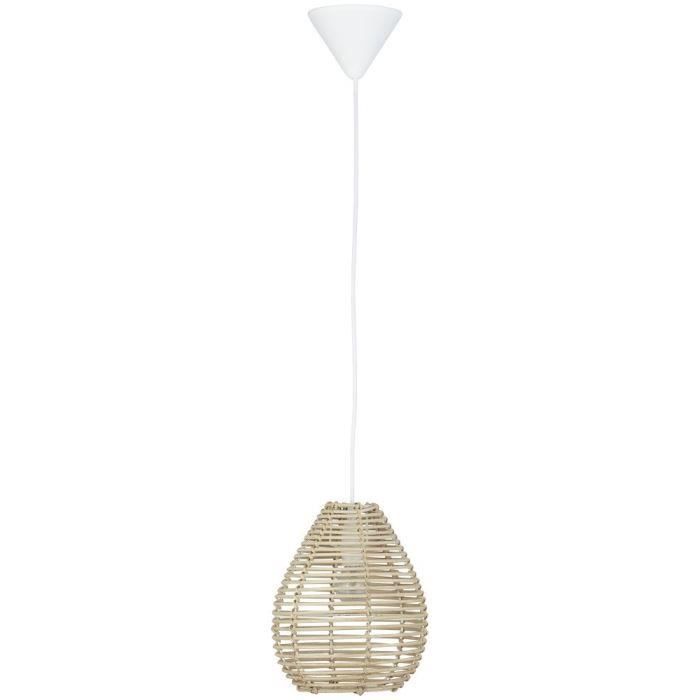 Suspension rotin - coloris beige - E14 40W pour 26€
