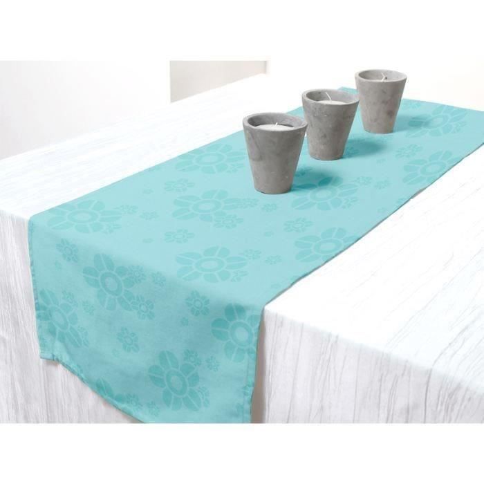 Chemin de table FLOWER Turquoise 40x140cm pour 7€