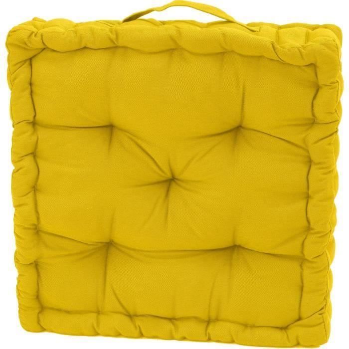 Coussin de sol serge jaune 40x40x10 pour 7€