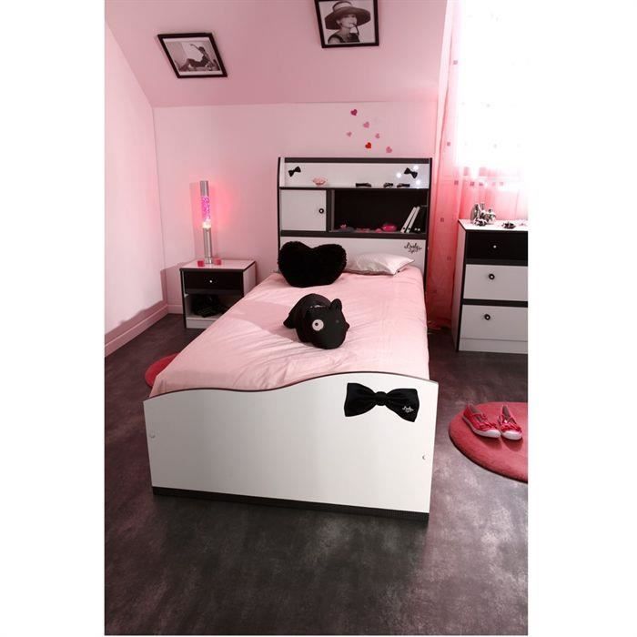 PRETTY Lit 90x190 cm Blanc/Noir pour 141€
