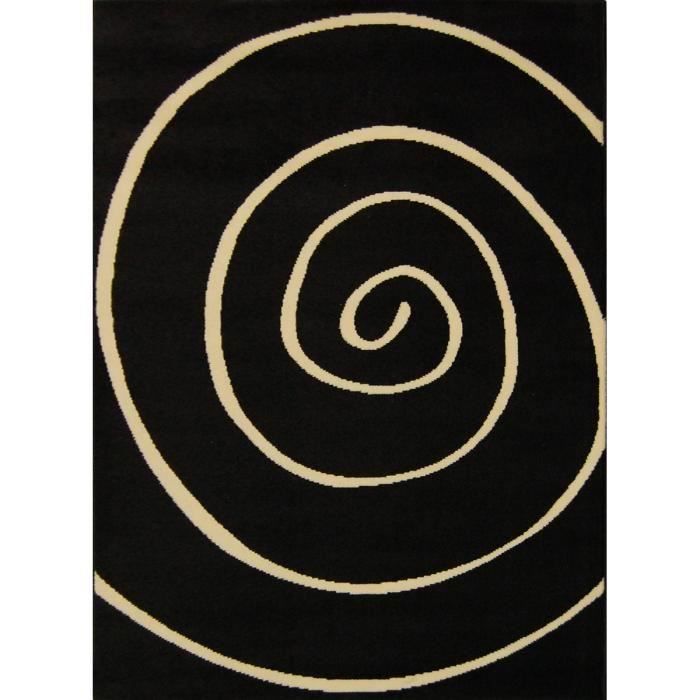 Tapis Spirale - 120*150 cm - Noir/ivoire pour 15€
