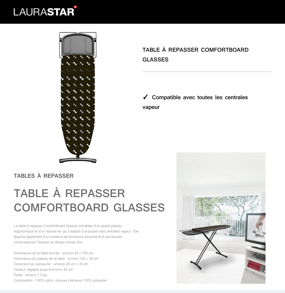 laurastar table a repasser comfortboard glasses
