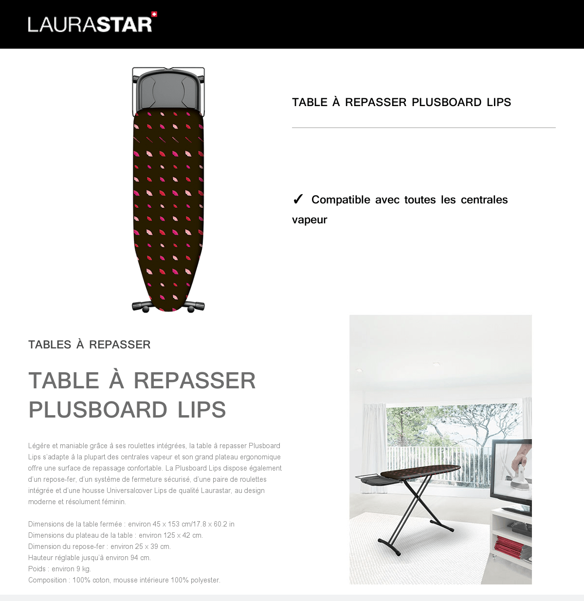 laurastar table a repasser plusboard lips