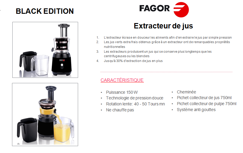 fagor fg8920 extracteur de jus black edition
