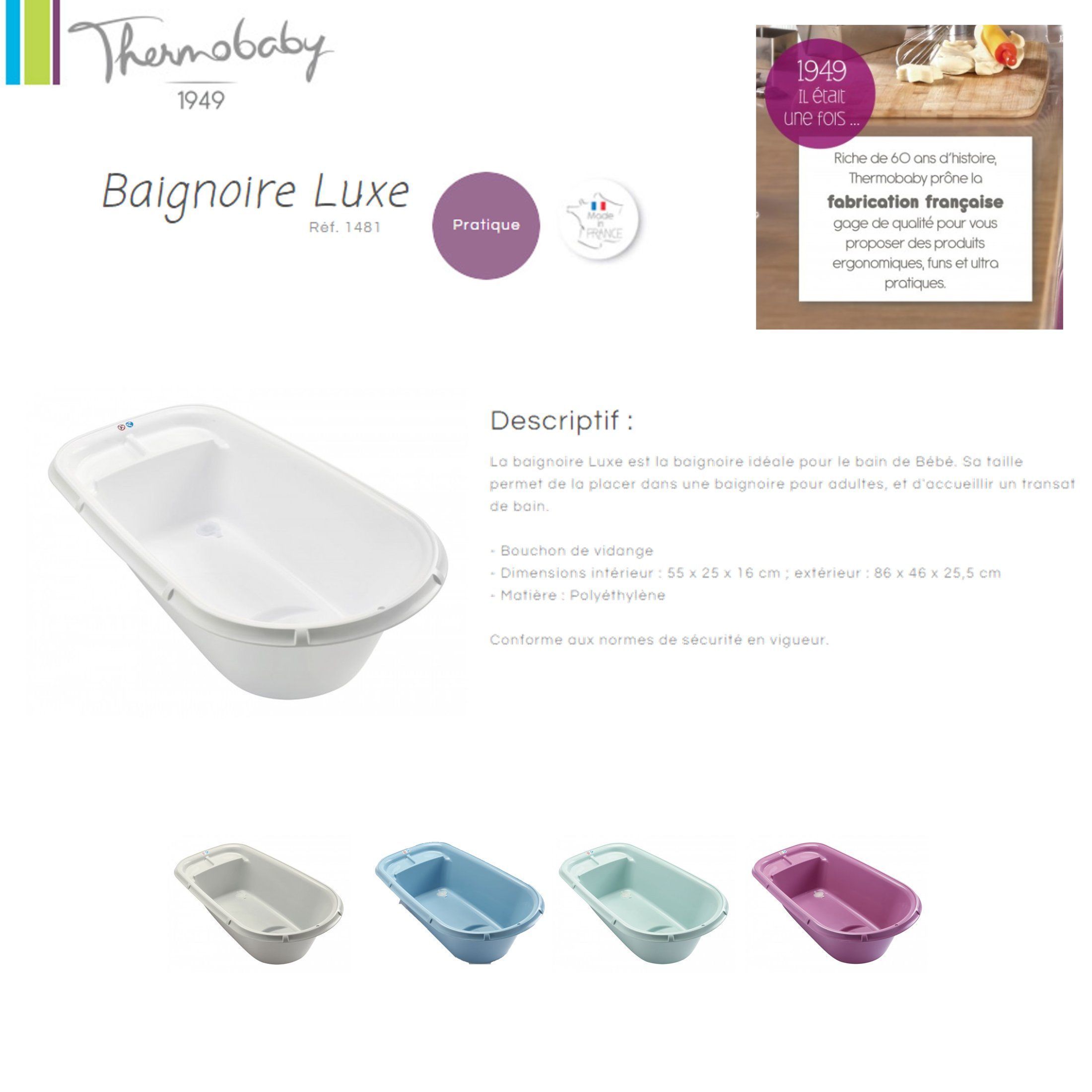 THERMOBABY Baignoire Luxe Blanc Muguet