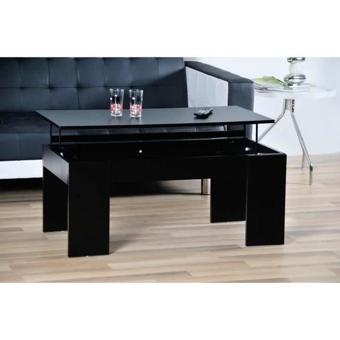 table basse relevable noir laque