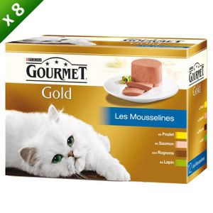 GOURMET Gold Coffret Les mousselines - Pour chat adulte - 12x85g (x8)