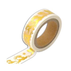 Masking tape blanc avec traineau doré - 10 m