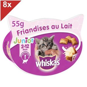 WHISKAS Friandises au lait - Pour chat junior - 55 g (x8)