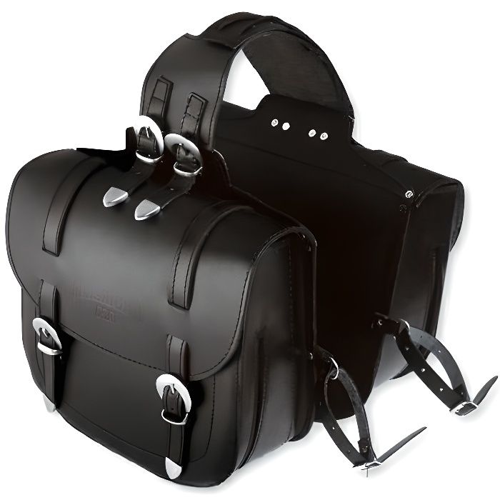 Sacoche Cuir Vachette 15L Moto Motard Bagages Valises Custom Chopper noir - Achat / Vente sac de 