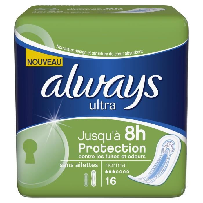 Always Ultra normal Serviette hygiénique sans ailettes x16 Achat / Vente serviette hygiénique