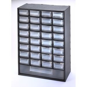 SUNDIS Bloc de rangement Multibox avec 33 tiroirs 29,8x15x41,4 cm noir et transparent