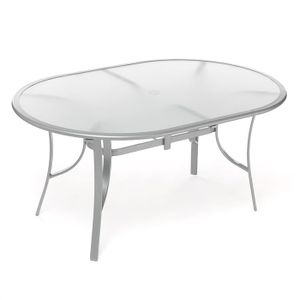 TABLE DE JARDIN VENDUE SEULE PARAISO Table Ovale verre/acier 160 cm gris