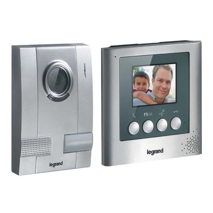 LEGRAND Interphone vid&eacute;o &eacute;cran 3,5" aluminium avec 1 poste