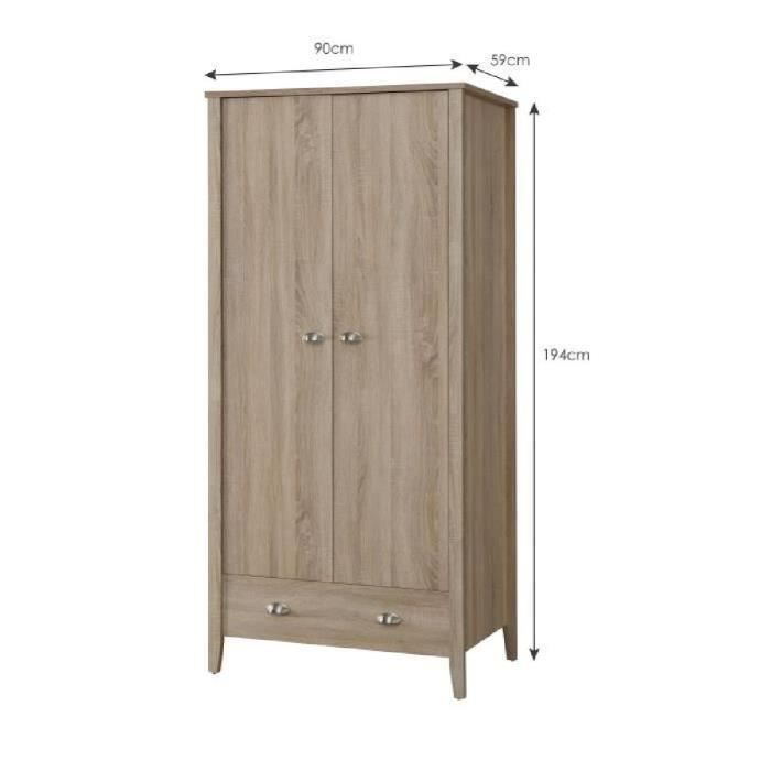 Neo armoire de chambre scandinave pieds en bois et poignée en ... Banquette Scandinave décor