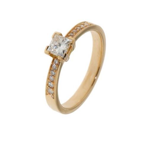 Bague Or Jaune Diamant Princesse 0.50ct G Si2 - Bague sertie d un ...
