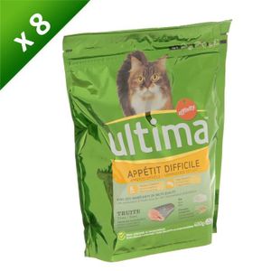 ULTIMA Croquettes ? la truite - Spécial appétits difficiles - Pour chat - (x8)