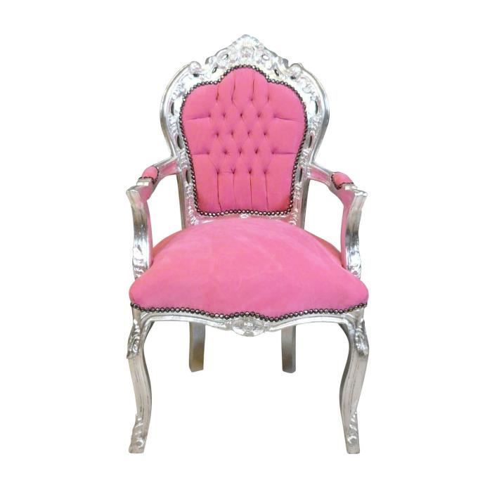 Fauteuil baroque rose et argent Achat / Vente fauteuil Hêtre massif