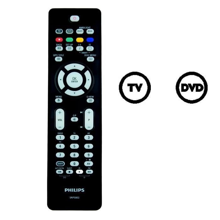 Télécommande 2en 1 TV/DVD   43 touches   Distance de fonctionnement