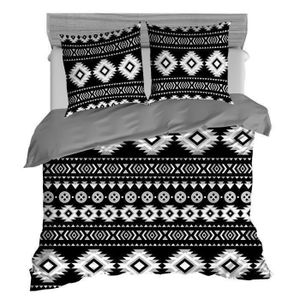 PAVILLON d'INTERIEUR Parure de couette Maya 100% coton - 1 housse de couette 220x240 cm + 2 taies d'oreiller 65x65 cm noir
