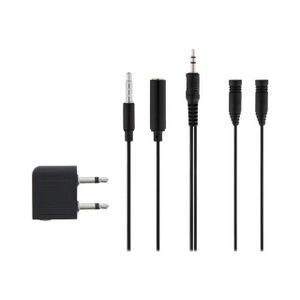 PACK ACCESSOIRES POUR CASQUES CONTIENT : 1 RALLONGE JACK 3,5MM MALE - JACK 3,5MM FEMELLE (100cm) 1 DOUBLEUR JACK 3,5MM 1 ADAPTAT...