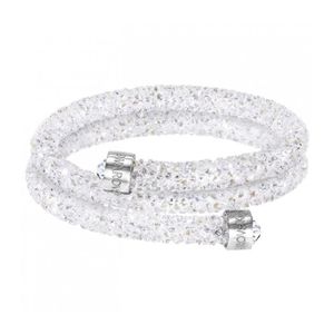 BRACELET , GOURMETTE Bracelet double Jonc Blanc Crystaldust Swarovski S