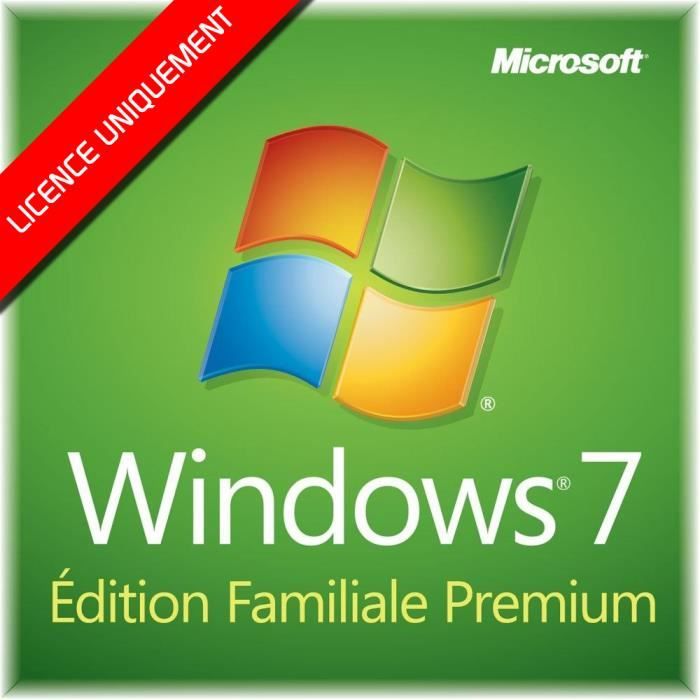 Windows 7 Edition Familliale Premium 32 bits & 64 bits 1 poste CLE