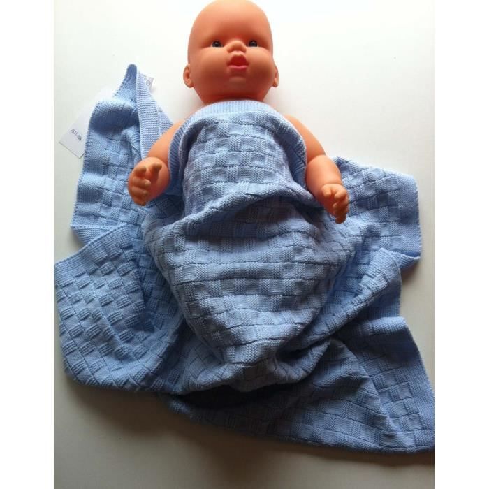 Plaid bébé en tricot Bleu Bleu - Achat / Vente couverture ...