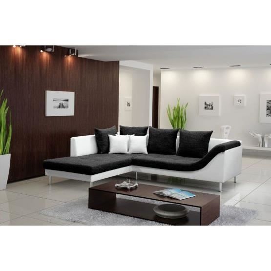 Canapé angle palma pu tissu noir blanc gauche Achat / Vente canapé