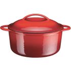 COCOTTE - DIABLE - TERRINE COCOTTE RONDE 25 CM FONTE EMAILLEE ROUGE