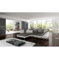 CANAPÉ - SOFA - DIVAN Canapé angle palma pu tissu, gris blanc gauche CANAPÉ - SOFA - DIVAN Canapé angle palma pu tissu, gris blanc gauche
