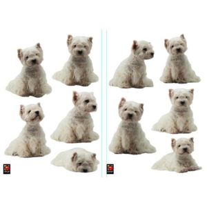 PLAGE Stickers adhésif mural Taille S - Petits chiens2 planches 29,7 x 21 cm, divers motifs
