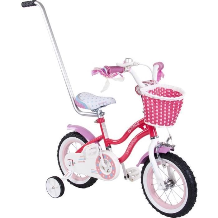Vélo Enfant 3-6 Ans Avec Roues Stabilisatrices - Pneus 35,56 Cm - Hauteur Selle Réglable - Protection Chaîne Incluse