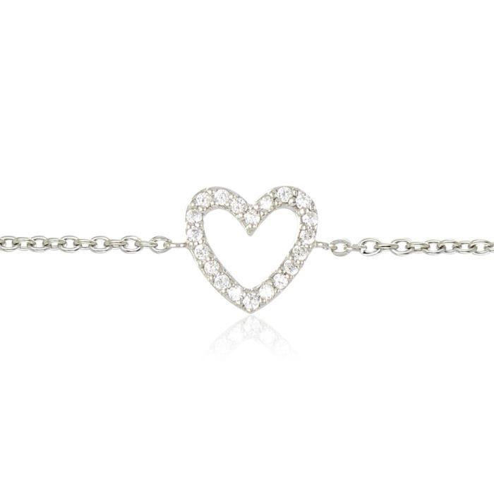 Ce bracelet cœur en Argent 925/1000 et pavé doxydes de zirconium est un incontournable de la bijouterie, qui saura plaire à toutes les femmes.