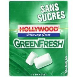verte   Chewing gum sans sucres   Les 5 étuis de 10 dragées, 72,5g
