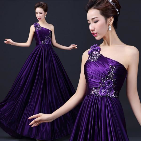 XXL Nouveau luxe élégant femmes robe de soirée formelle longue robe de soirée robe pourpre une