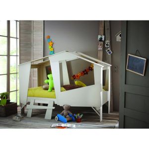 CABANE Lit enfant 90 x 200 cm taupe/beige