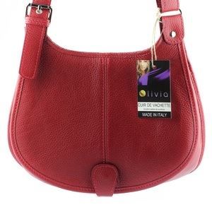 Sac bandouliÃ¨re Cuir rouge PRATO N1019 Sac Ã  main - SAC BANDOULIÃˆRE ...