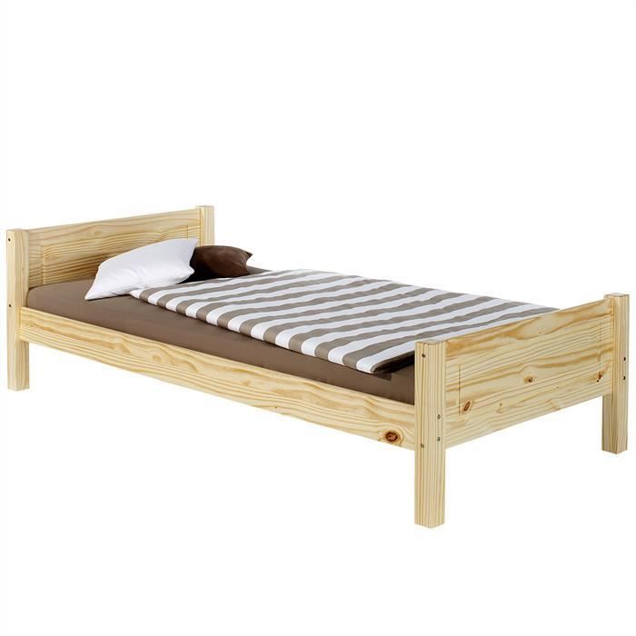 Lit en pin CLAUDIO 90 x 200 cm vernis naturel LE LIT EN PIN CLAUDIO