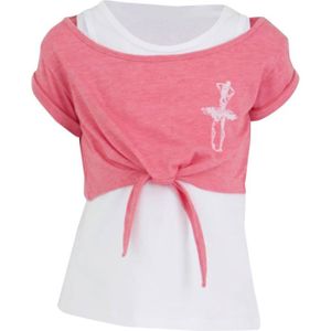 DANSKIN T-shirt Cats fille - Rose / Blanc