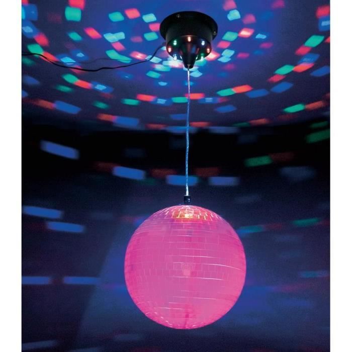 Ptdfjspt Moteur Lumière Boule Disco Rotative Avec Télécommande - 18 LED Pour Boules 12 à 24 Pouces, Effets Lumineux 4 Couleurs