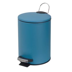 FRANDIS Poubelle de Salle de Bain ? pédale 3 L bleu pétrole mat avec couvercle plat fin