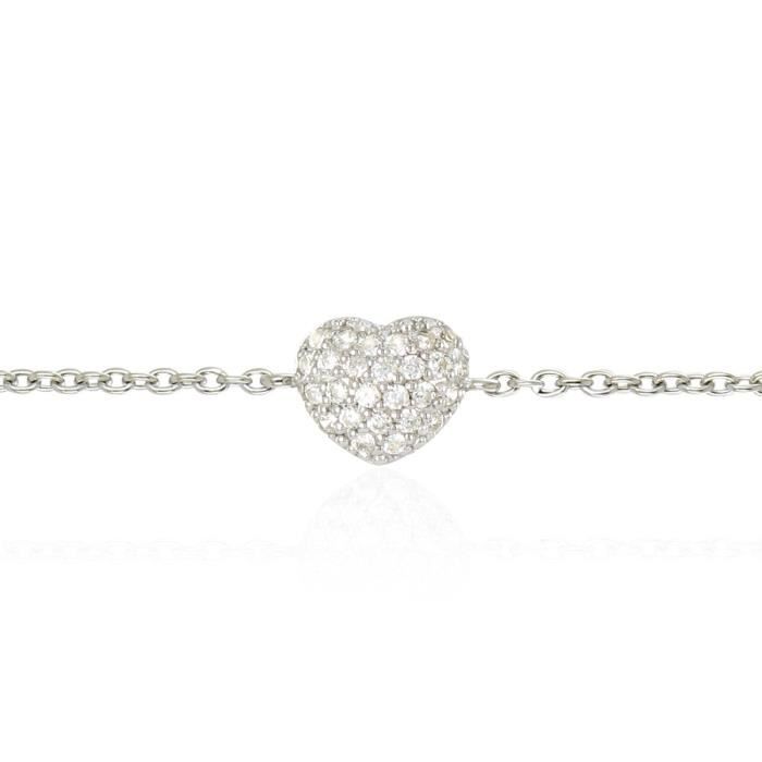 Ce bracelet cœur en Argent 925/1000 et pavé doxydes de zirconium est un basique de la bijouterie, qui saura être un cadeau apprécié du plus grand nombre.